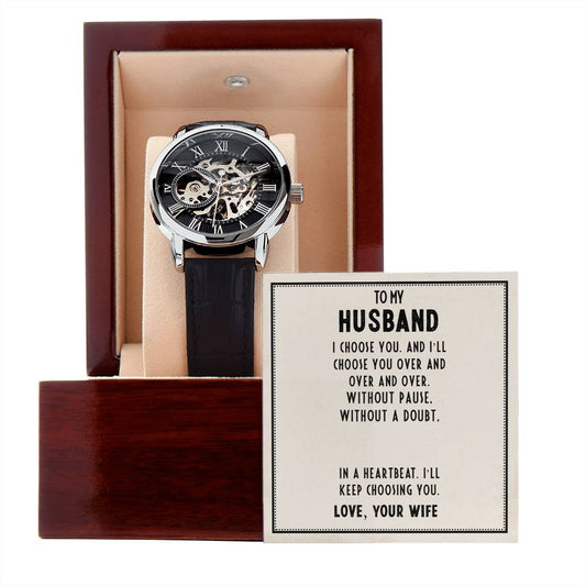 To My Husband Openwork Watch, Birthday Gift From Wife, Fathers Day Gift ShineOn Fulfillment