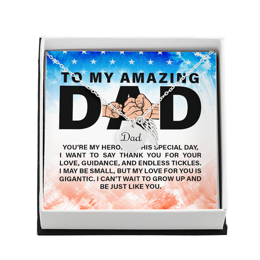 Dad memorial necklace, Angel wing necklace ShineOn Fulfillment